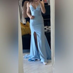 baby blue prom dress.
